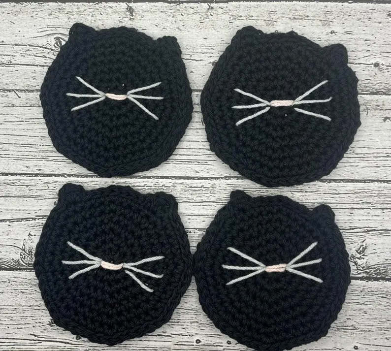 Crochet Cat Coasters
