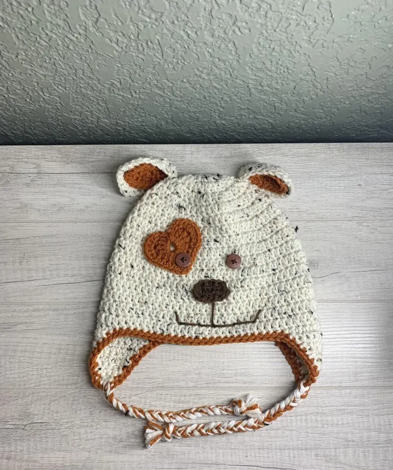Crochet Puppy Hat With Heart - Image 2