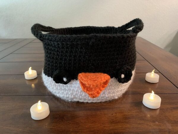 Penguin Crocheted Basket - Image 1