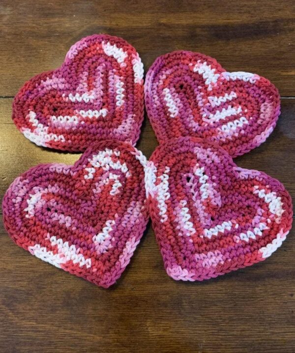 Delightful Heart Crochet Coasters - Image 1