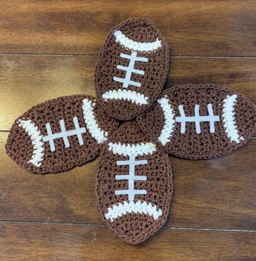 Crochet Football Coasters - Image 1