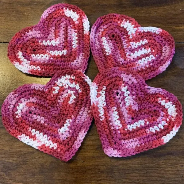 Crochet Heart Coasters