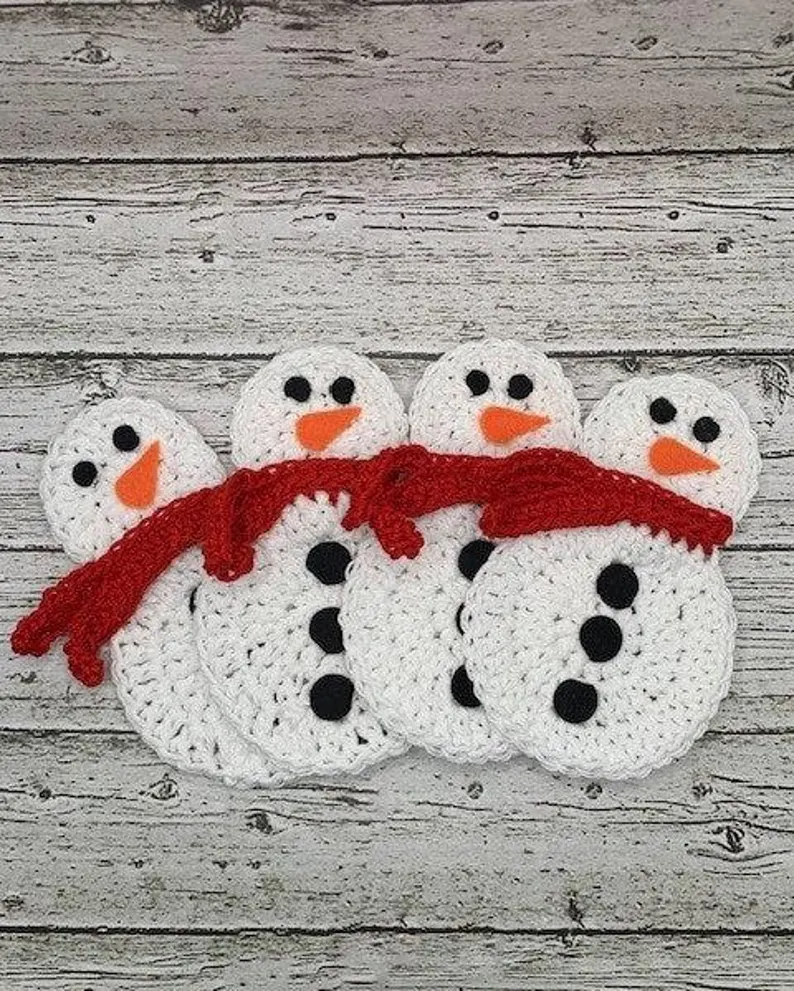 Crochet Snowman Coasters