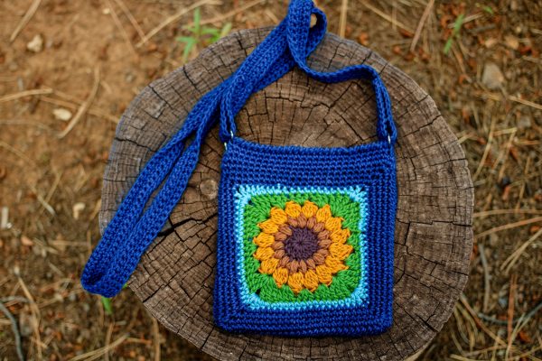 Handmade Crochet Crossbody Flower Purse - Image 1