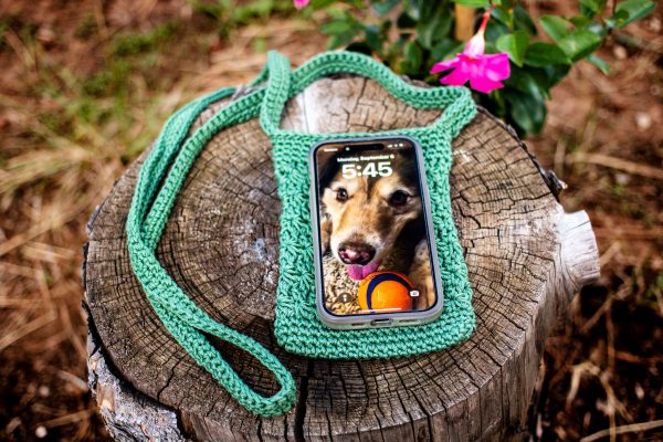 Crochet Cell Phone Purse – 100% Mercerized Cotton Crossbody Bag - Image 1